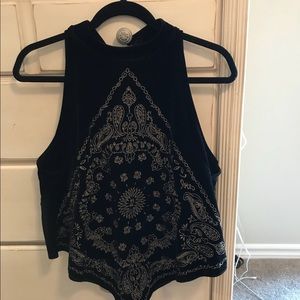 Free people velvet embroidered high neck tank